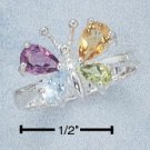 STERLING SILVER MULTIPLE STONE BUTTERFLY RING **FREE SHIPPING**
