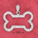 STERLING SILVER- CZ DOG BONE OUTLINE **FREE SHIPPING**