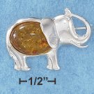 STERLING SILVER OVAL AMBER BODIED HIGH POLISH  ELEPHANT PIN  **FREE SHIPPING**
