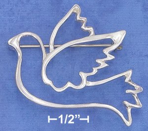 STERLING SILVER  OPEN DESIGN PEACE DOVE PIN  **FREE SHIPPING**