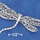 STERLING SILVER 33X50MM DRAGONFLY WITH FILIGREE WINGS & CURVED BODY PIN  **FREE SHIPPING**