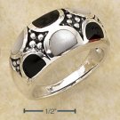 STERLING SILVER ONYX & WHITE MOP SEMI-CIRCLE INLAYS RING  **FREE SHIPPING**