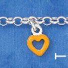 STERLING SILVER 5.5" ITALIAN CHILD'S  MULTI COLOR ENAMEL OPEN HEART CHARM BRACELET **FREE SHIPPING**