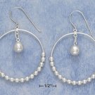 STERLING SILVER TUBE EARRINGS W/ 16 BEADS ON FRENCH WIRE **FREE SHIPPING**
