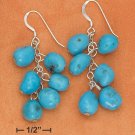 STERLING SILVER TURQUOISE PEBBLE BEAD DANGLE FRENCH WIRE EARRINGS **FREE SHIPPING**