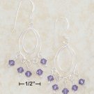 STERLING SILVER WIRE EARRINGS W/ PURPLE SWAROVSKI EARRINGS **FREE SHIPPING**