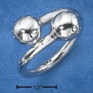 STERLING SILVER WOMENS HEAVY BYPASS RING W/  LARGE BEADS **FREE SHIPPING**