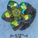 GREEN COLOR SWAROVSKI CRYSTAL FLOWER ON GREEN BEADS RING