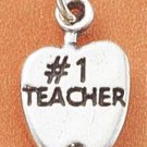 STERLING SILVER "#1 TEACHER" APPLE CHARM