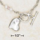 STERLING SILVER CHILD'S TOGGLE HEART BRACELET WITH FRESH WATER PEARLS