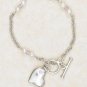 STERLING SILVER CHILD'S TOGGLE HEART BRACELET WITH FRESH WATER PEARLS