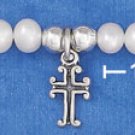 STERLING SILVER 5" FWP BRACELET W/ 4MM SILVER BEADS & CROSS DANGLE