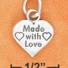 STERLING SILVER FLAT 12MM "MADE WITH LOVE" HEART CHARM