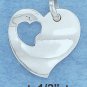 STERLING SILVER HIGH POLISH HEART W/SMALL CUTOUT HEART WITHIN CHARM   **FREE SHIPPING**