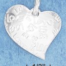 STERLING SILVER FREEFORM HEART W/ "LOVE" INSCRIBED ALL OVER IT CHARM **FREE SHIPPING**