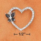 STERLING SILVER OPEN HEART PENDANT W/ SAPPHIRE BUTTERFLY & DIAMOND ACCENTS