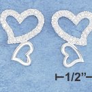 STERLING SILVER DOUBLE HEART CZ EARRINGS