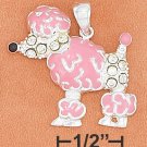 STERLING SILVER PINK ENAMEL  POODLE CHARM W/ BLACK NOSE & CRYSTAL ACCENTS **FREE SHIPPING**
