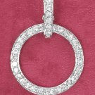 STERLING SILVER OPEN CIRCLE CZ PENDANT WITH REMOVABLE OVAL BAIL **FREE SHIPPING**