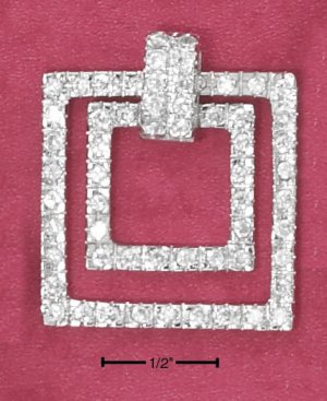 STERLING SILVER CZ FLOATING SQUARES PENDANT