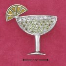 STERLING SILVER GREEN CZ MARGARITA WITH ENAMEL LIME PENDANT