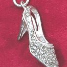 STERLING SILVER HIGH HEEL CHARM W/ CLEAR ROUND CZ'S
