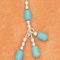 STERLING SILVER 16"  NECKLACE W/  TURQUOISE BEADS & TRIPLE BEAD TASSLE **FREE SHIPPING**