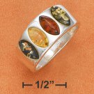 STERLING SILVER MARQUIS MULTICOLOR AMBER 4 STONE  RING