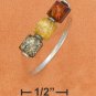 STERLING SILVER MULTICOLOR AMBER SQUARE 3 STONE RING