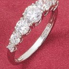STERLING SILVER 7 STONE ROUND GRADUATED CZ  RING **FREE SHIPPING**