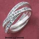 STERLING SILVER 3 BAND CLEAR CZ ETERNITY SLIDE RING  **FREE SHIPPING**