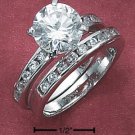 STERLING SILVER 2 PC SET ROUND CZ RING & BAND
