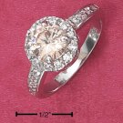 STERLING SILVER ROUND CHAMPAGNE CZ RING WITH PAVE SHANK