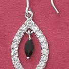 STERLING SILVER OPEN MARQUISE CZ EARRINGS W/ SAPPHIRE CENTER