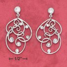 STERLING SILVER FANCY CZ FILIGREE EARRINGS **FREE SHIPPING**