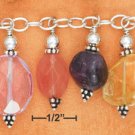 STERLING SILVER MULTI STONE TOGGLE BRACELET **FREE SHIPPING**