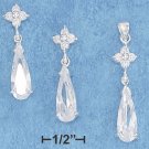 STERLING SILVER TEARDROP BRIOLETTE EARRINGS & PENDANT SET