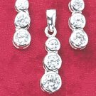STERLING SILVER TRIPLE CZ EARRINGS & PENDANT SET **FREE SHIPPING**