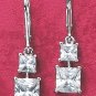 STERLING SILVER DOUBLE SQUARE CZ EARRINGS