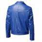 Blue Leather Trucker Jacket
