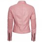 Pink Cafe Racer Leather Jacket