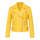 Yellow Leather Biker Jacket
