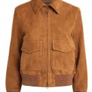 Lauren Camel Brown Suede Bomber Jacket