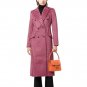 Pink Plaid Wool Long Coat