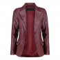 Maroon Two Button Leather Blazer