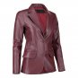 Maroon Two Button Leather Blazer