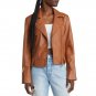Brown Asymmetrical Leather Moto Jacket