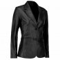Elegant Two Button Black Leather Blazer