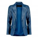 Classic Blue Leather Blazer