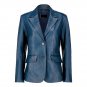 Classic Blue Leather Blazer
